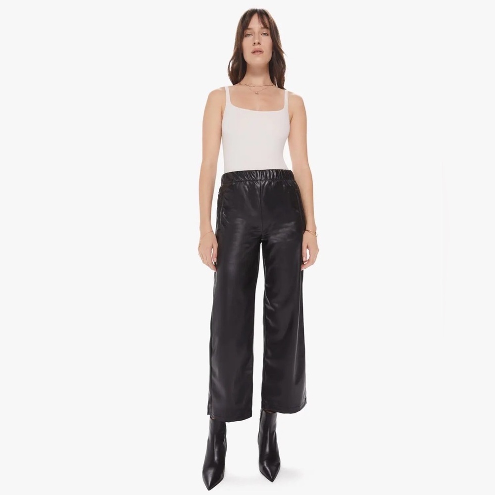 Mother The Skippety Ankle Wax On , Wax Off Pants Size S Black Wide Leg